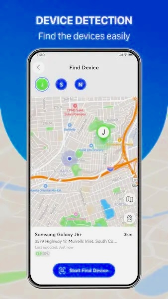 Google Find My Device and Apple iCloud Find My tracking interfaces