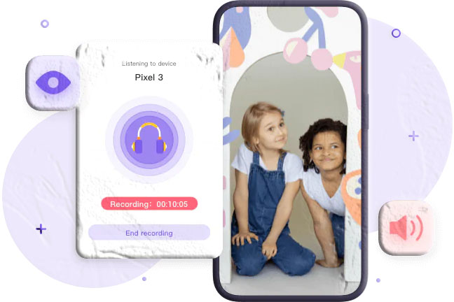 Parent using MyParental Live Monitor to remotely view a child's surroundings through the phone camera in real time from a different location