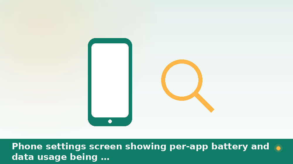 Phone settings screen showing per-app battery and data usage being reviewed for tracking signs